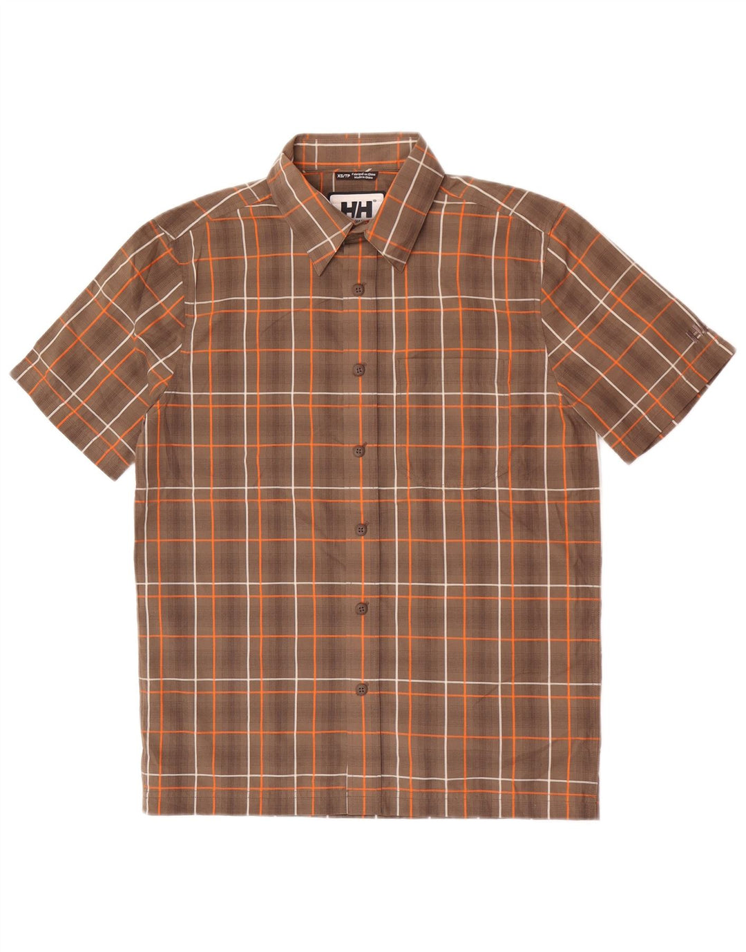 Camicia a maniche corte da uomo Helly Hansen XS in poliestere a quadri marrone
