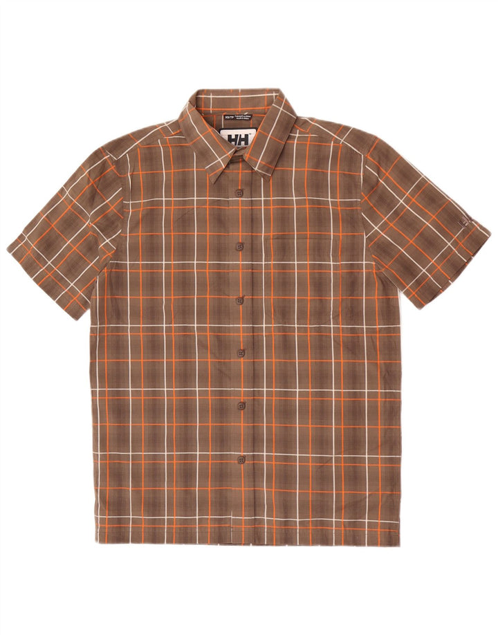 Camicia a maniche corte da uomo Helly Hansen XS in poliestere a quadri marrone