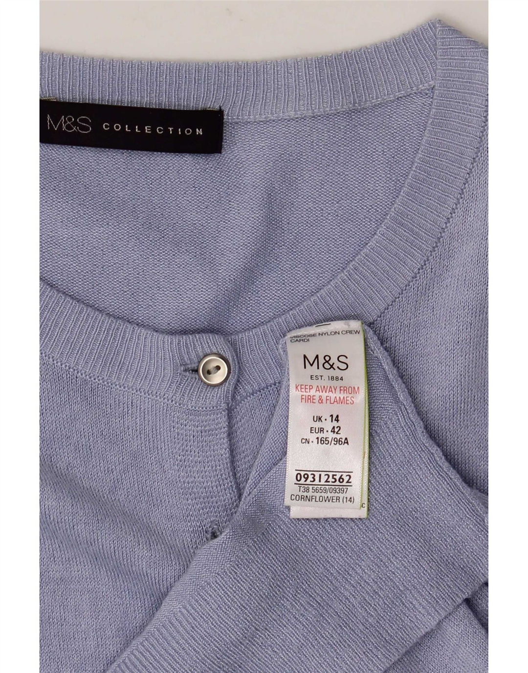 Maglione cardigan da donna Marks & Spencer UK 14 grande viscosa blu