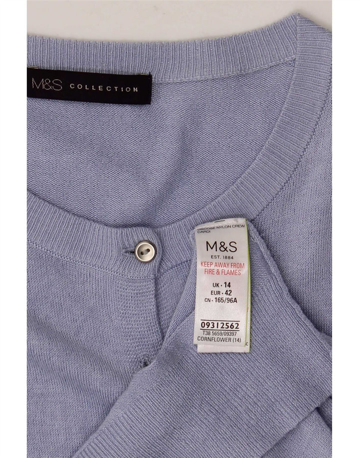 Maglione cardigan da donna Marks & Spencer UK 14 grande viscosa blu