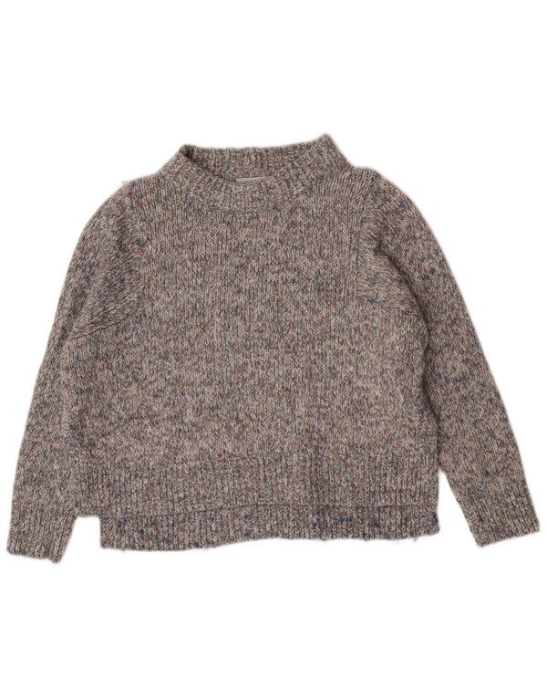 Maglione maglione collo alto da donna vestibilità comoda UK 6 XS grigio chiazzato