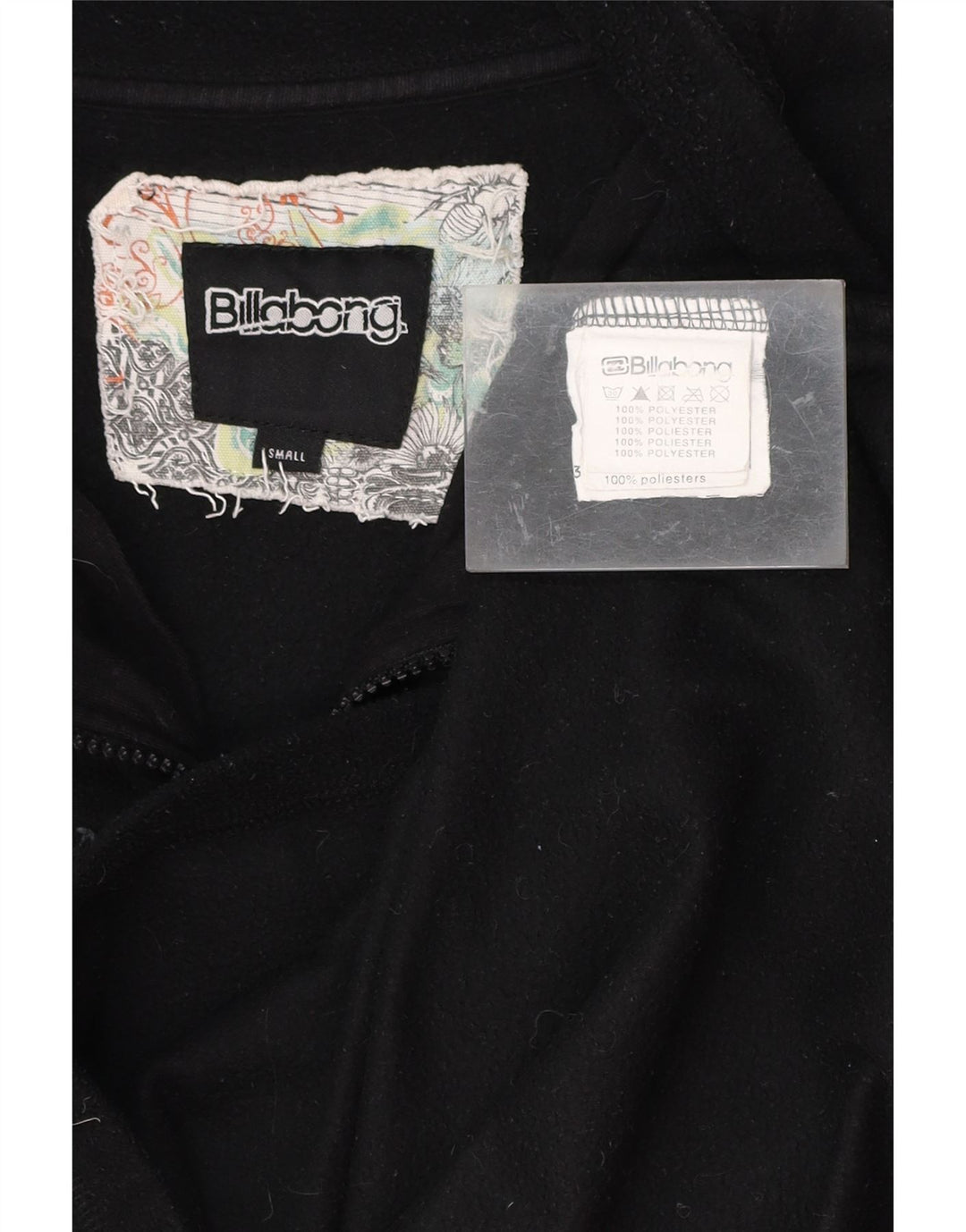 BILLABONG Maglione in pile con collo con zip grafico da uomo piccolo poliestere nero