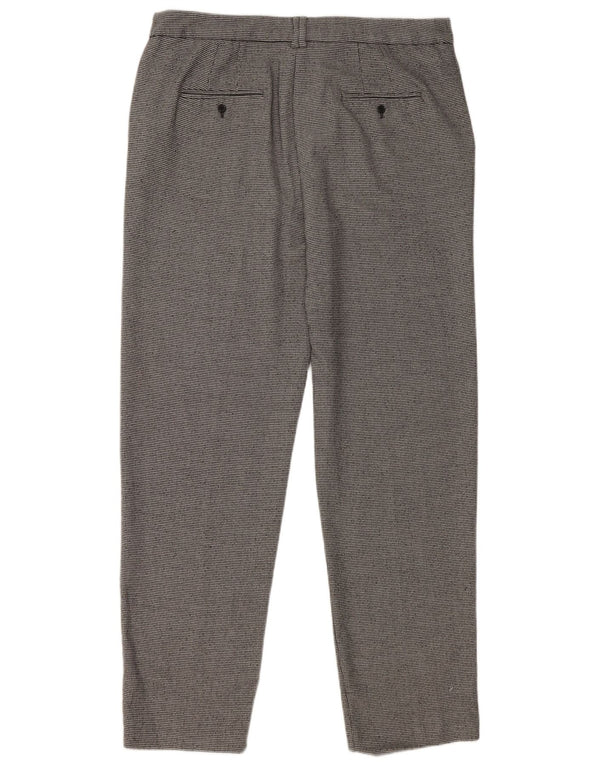 Pantaloni da abito da donna Marks & Spencer UK 14 Large W36 L31 Grigio geometrico
