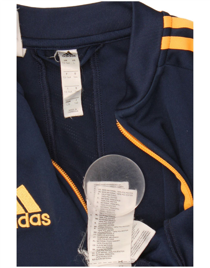 Giacca da ginnastica Adidas Climalite per ragazze 13-14 anni in poliestere blu navy