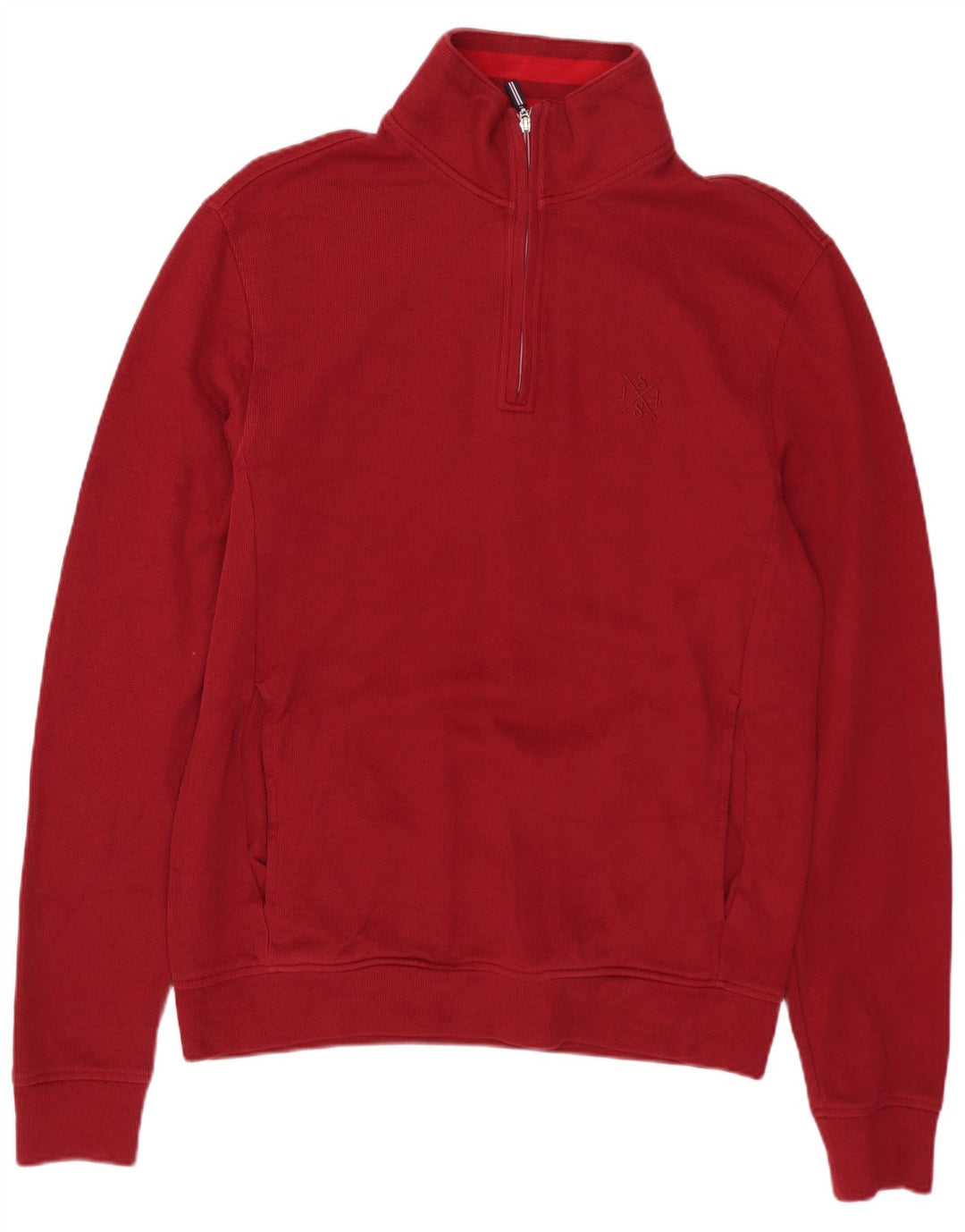 BLUE HARBOR Felpa da uomo con collo con zip, maglione piccolo in cotone rosso