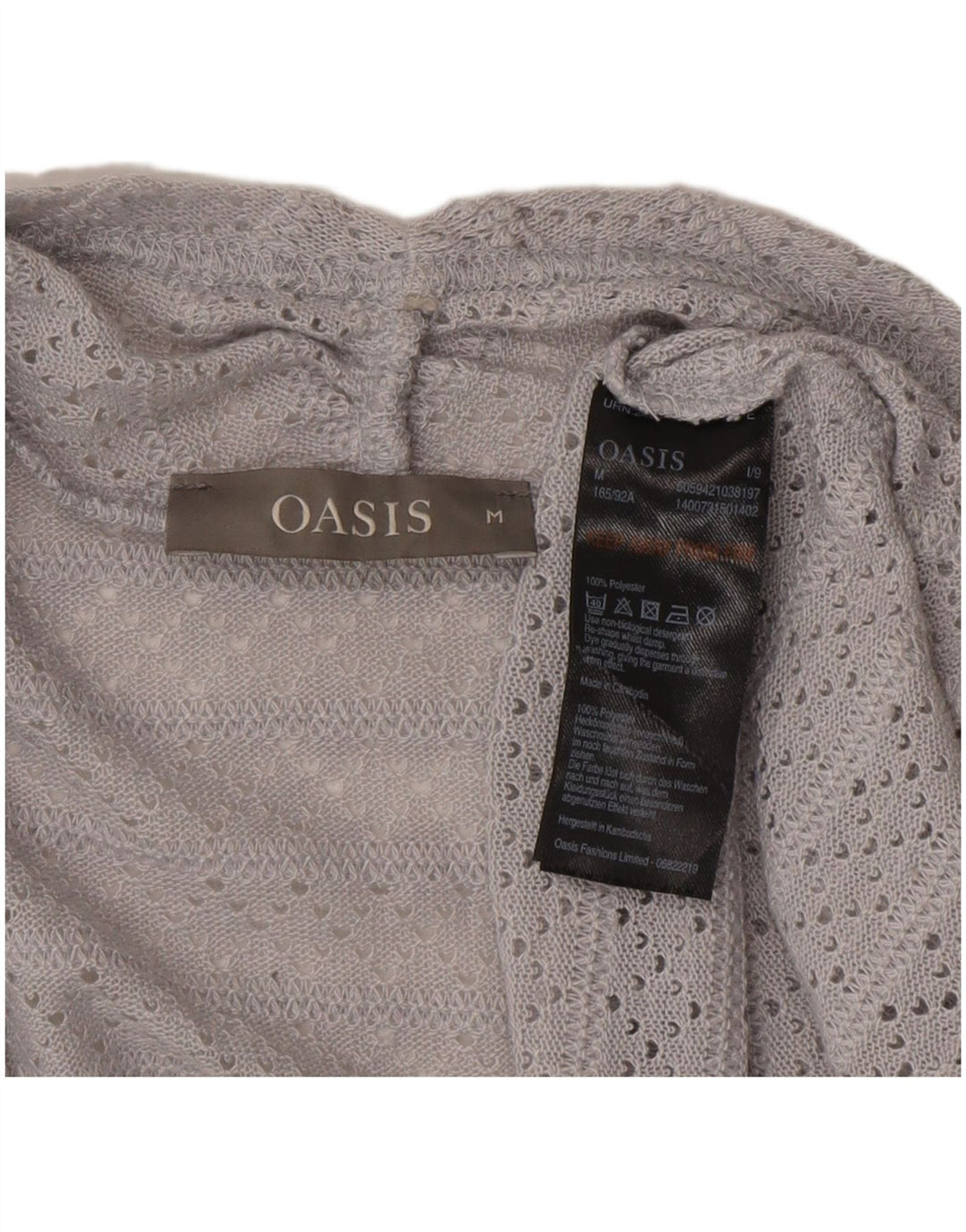 Top cardigan aperto da donna Oasis UK 12 Poliestere grigio medio
