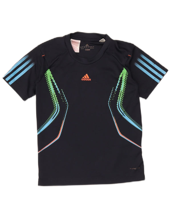 T-shirt ADIDAS per ragazzi 9-10 anni in poliestere geometrico blu navy