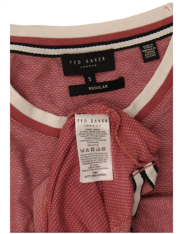 T-shirt regolare da uomo Ted Baker taglia superiore 5 XL cotone rosa
