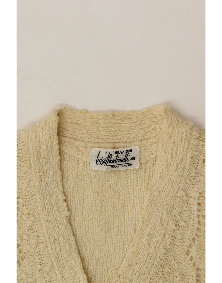 VINTAGE Womens Short Sleeve Cardigan Sweater IT 46 Large Beige Vintage Vintage and Second-Hand Vintage from Messina Hembry 
