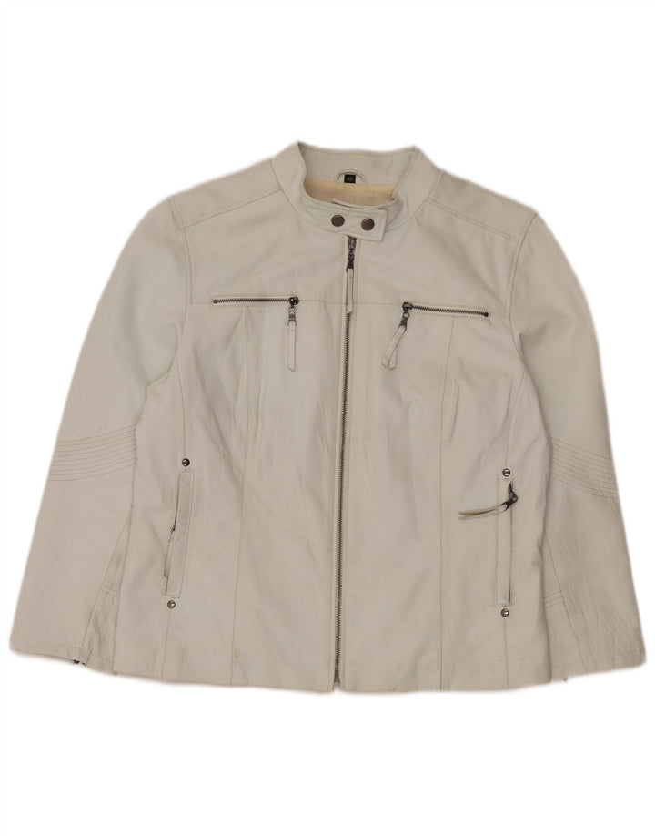 Giacca in pelle da donna vintage EU 42 grande in pelle bianca