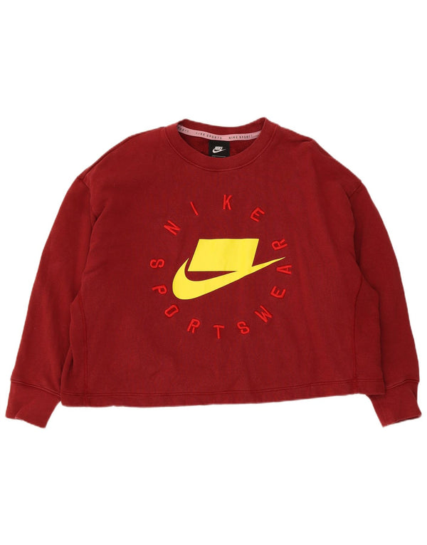 Felpa con grafica corta oversize da donna Nike, maglione UK 14, rosso medio