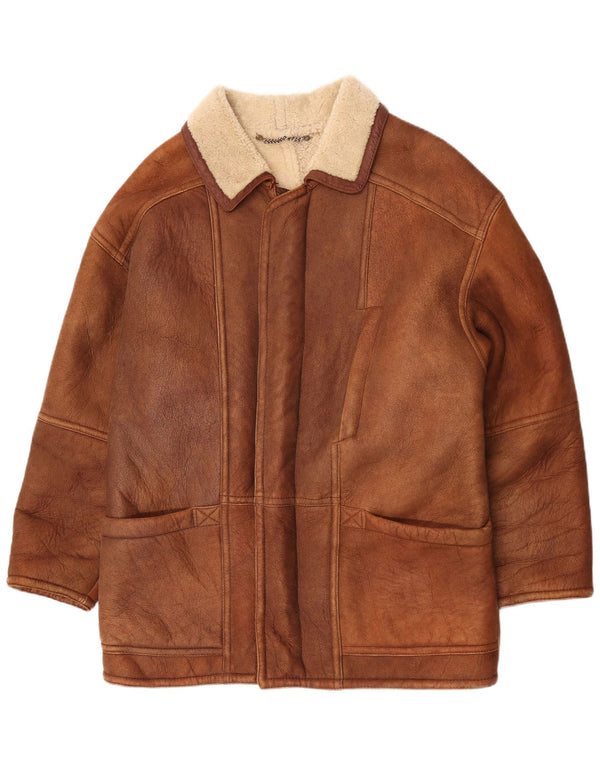 Giacca in shearling vintage da uomo UK 40 grande marrone