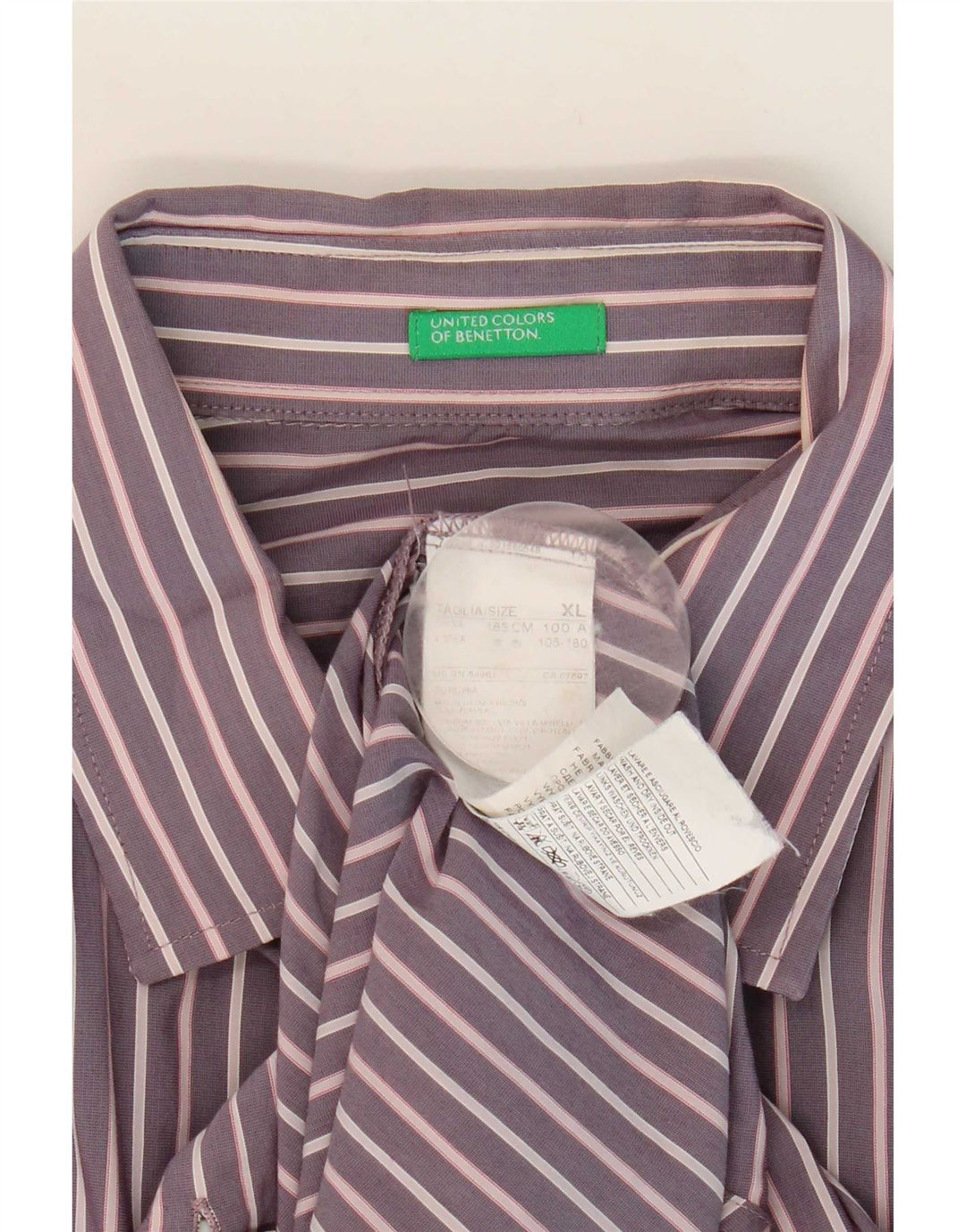 Camicia Benetton Uomo XL Cotone Rigato Viola