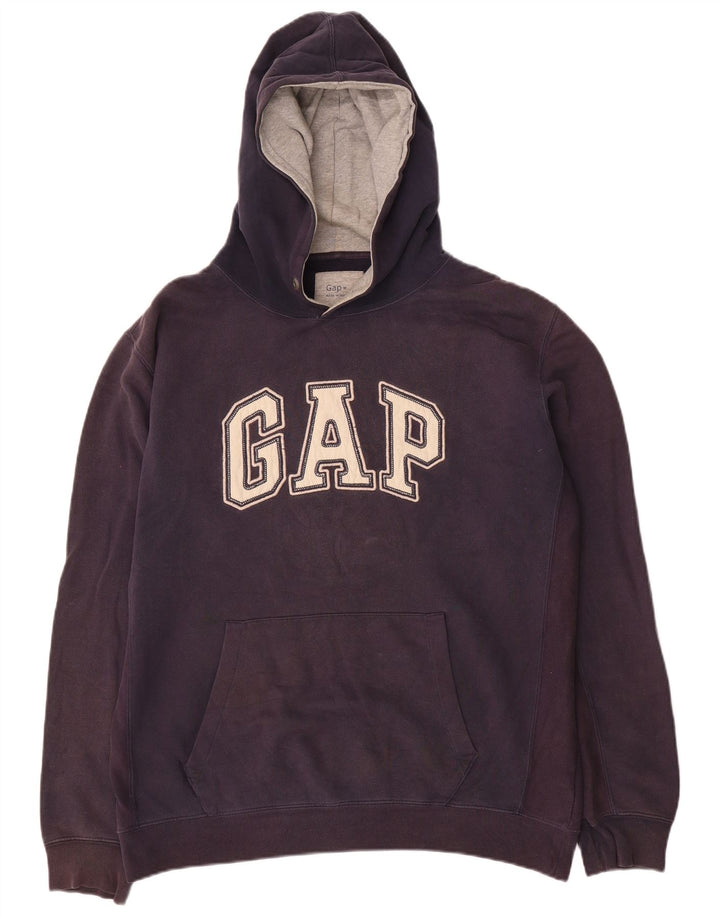 Felpa con cappuccio grafica da uomo Gap, cotone medio blu navy