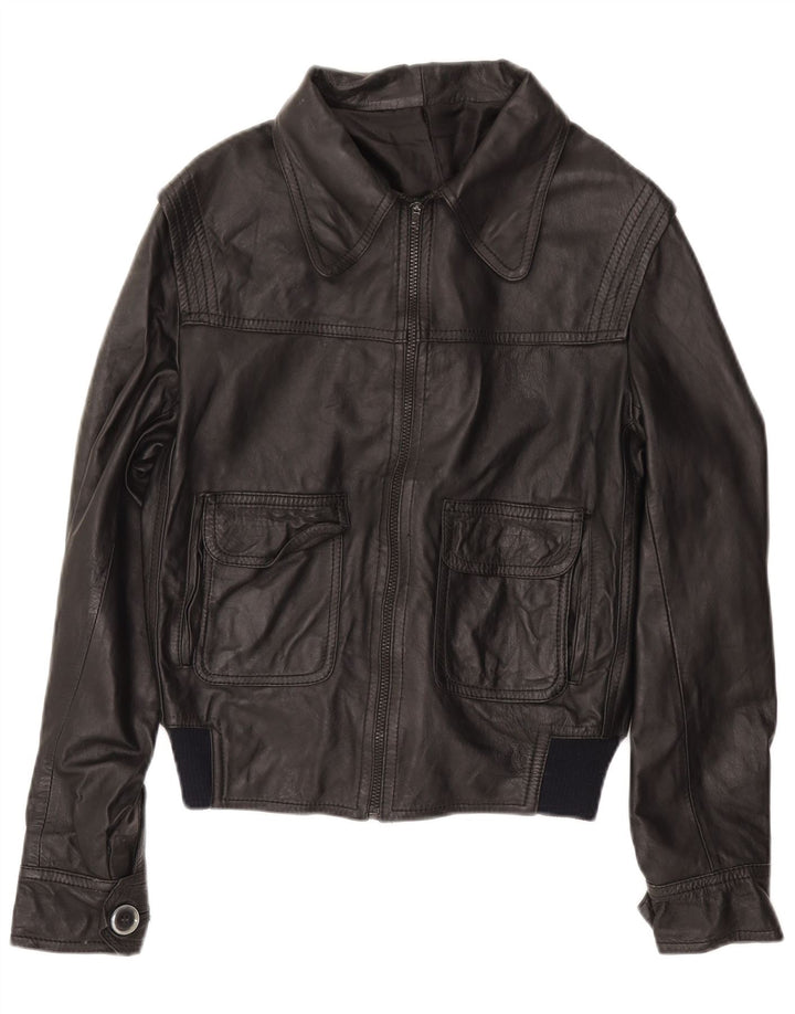 Giacca in pelle bomber militare da uomo VINTAGE UK 38 medio nero