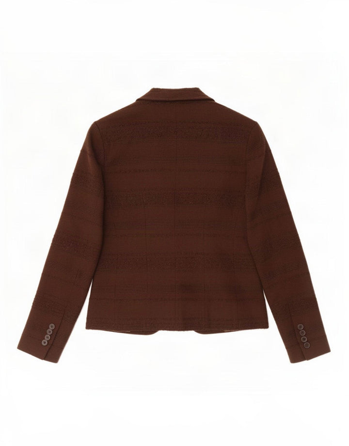 Giacca blazer a 1 bottone da donna Zara EU 38 piccola lana gessata marrone