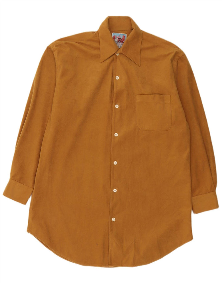 Camicia vintage da uomo piccola in poliestere beige