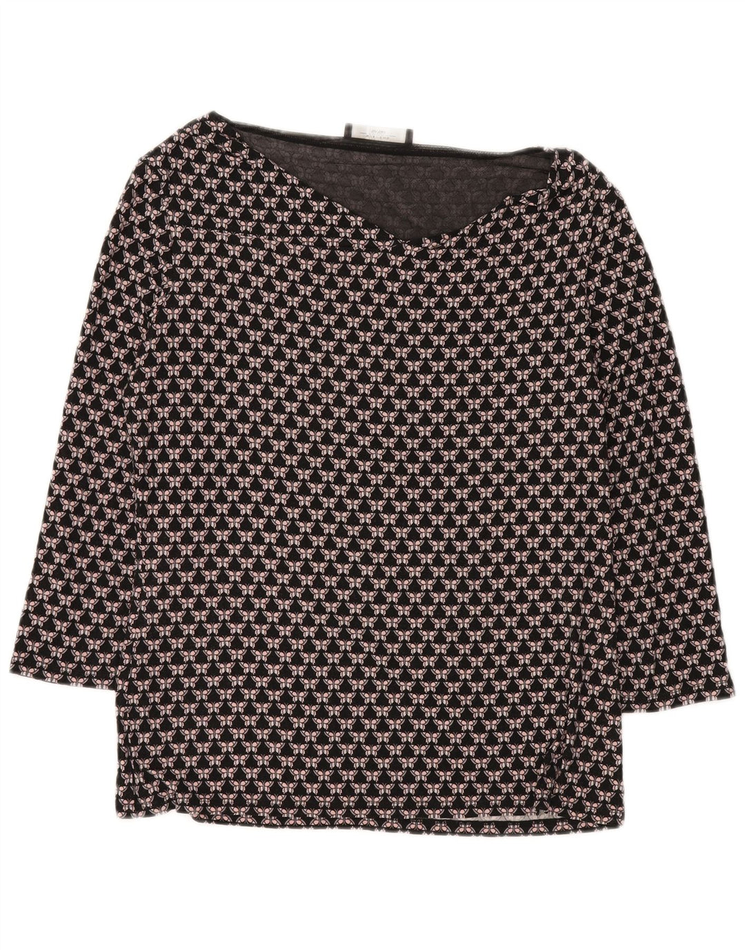 Top da weekend da donna Max Mara manica lunga UK 16 grande nero geometrico