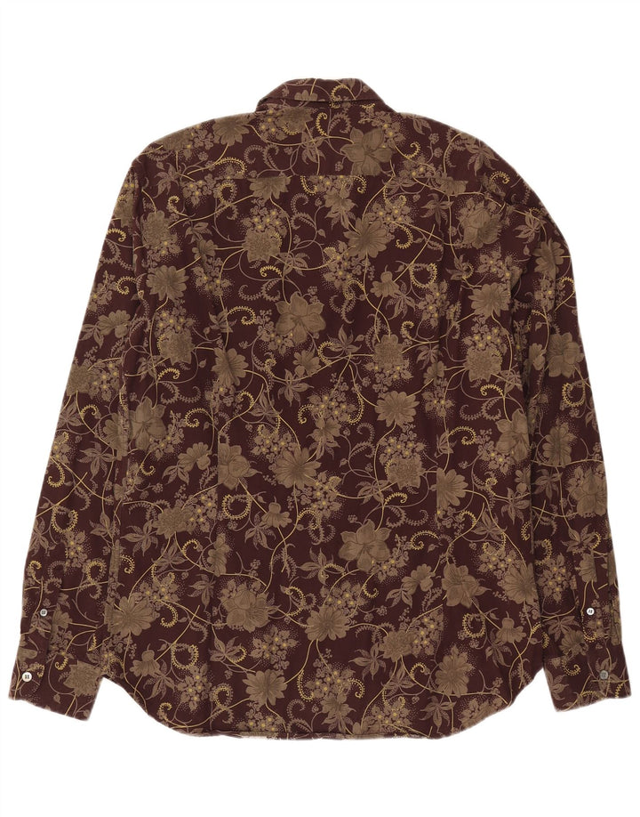 Camicia da uomo Ted Baker taglia 4 grande cotone floreale marrone