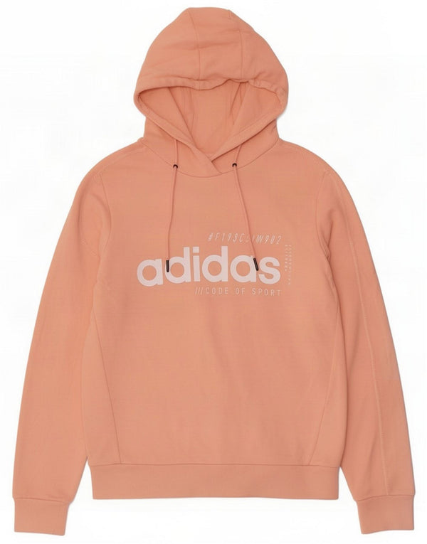 Maglia con cappuccio grafica da donna Adidas UK 12/14 Cotone rosa medio