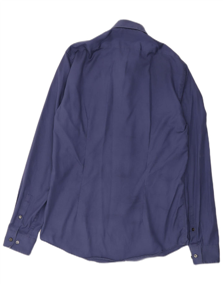 Camicia aderente da uomo Calvin Klein taglia 38 15 blu medio