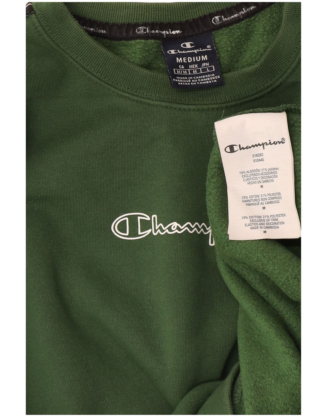 Felpa grafica da uomo Champion, maglione, cotone verde medio