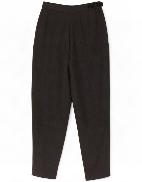 Pantaloni casual con pepped da donna vintage IT 42 Medium W28 L27 Lana grigia