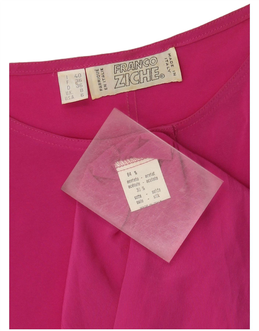 Franco Ziche Camicetta oversize da donna Top UK 8 Piccolo acetato rosa
