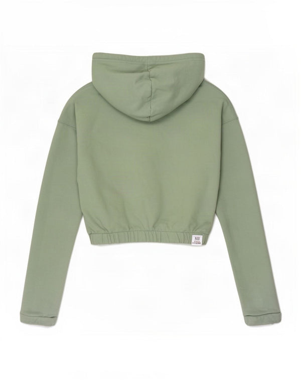 Felpa con cappuccio grafica corta Adidas da donna UK 8 Small Green Colourblock