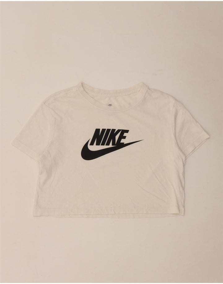 Nike - T-shirt corta con grafica oversize da donna, taglia UK 10, piccola, bianco sporco