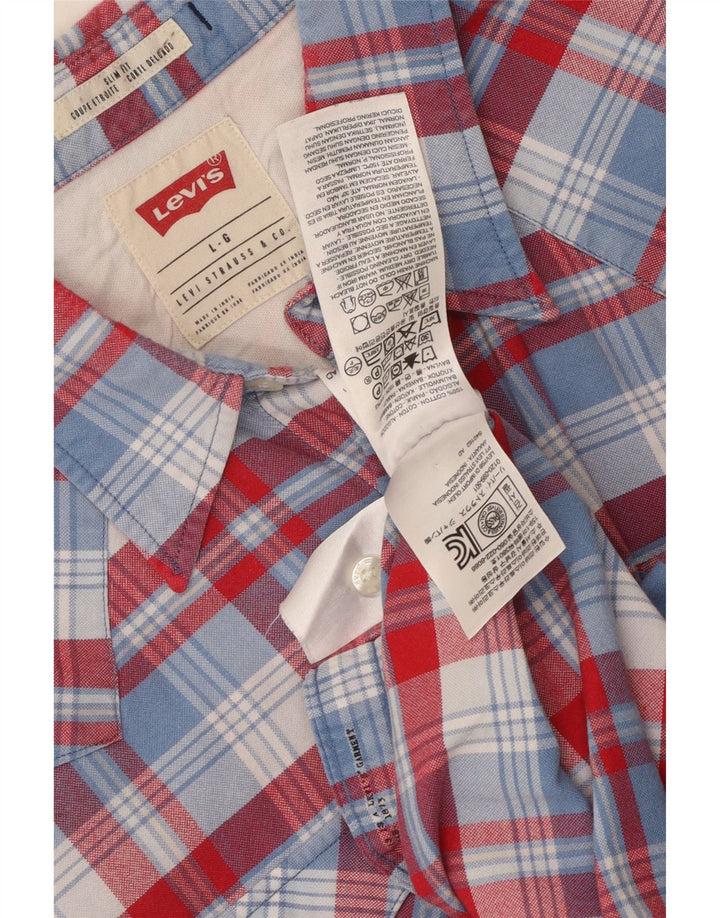 Camicia Levi's da uomo slim fit a maniche corte, cotone a quadri rossi grandi
