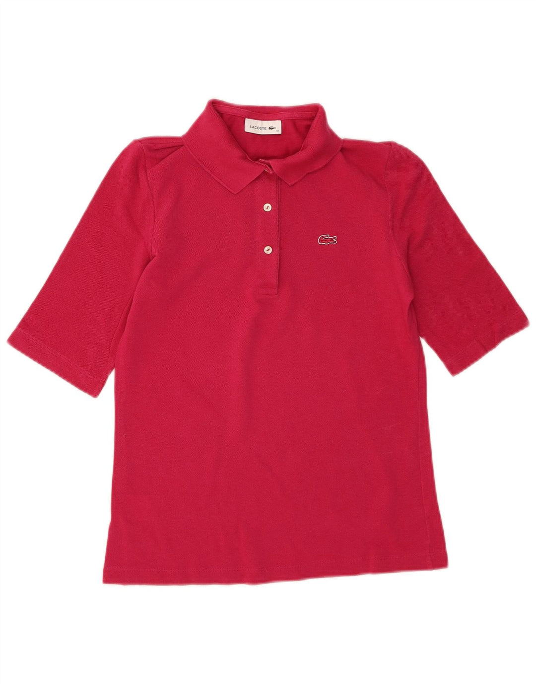 LACOSTE Womens Polo Shirt Size 38 Medium Red Cotton