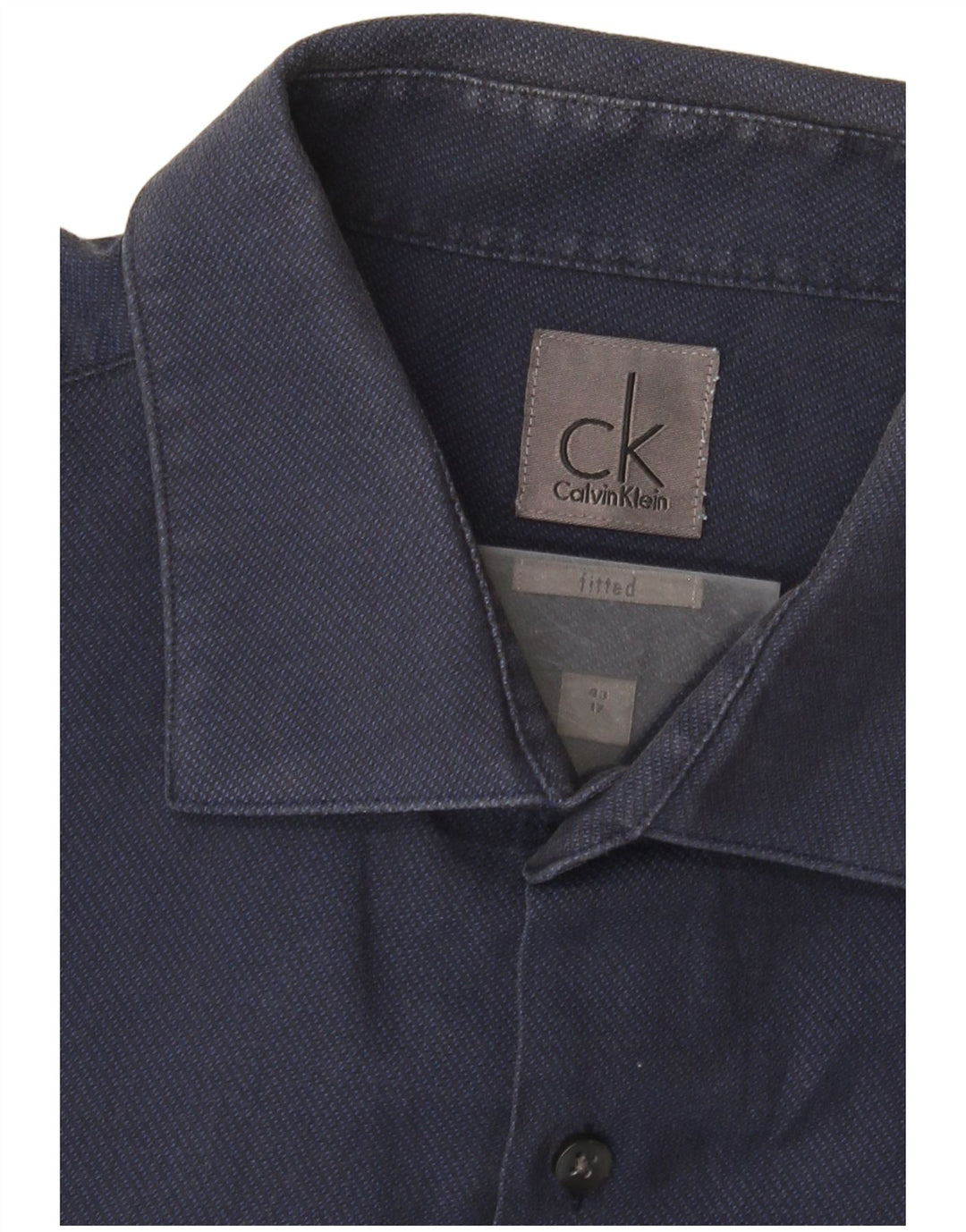 Camicia aderente da uomo Calvin Klein taglia 17 XL cotone blu navy