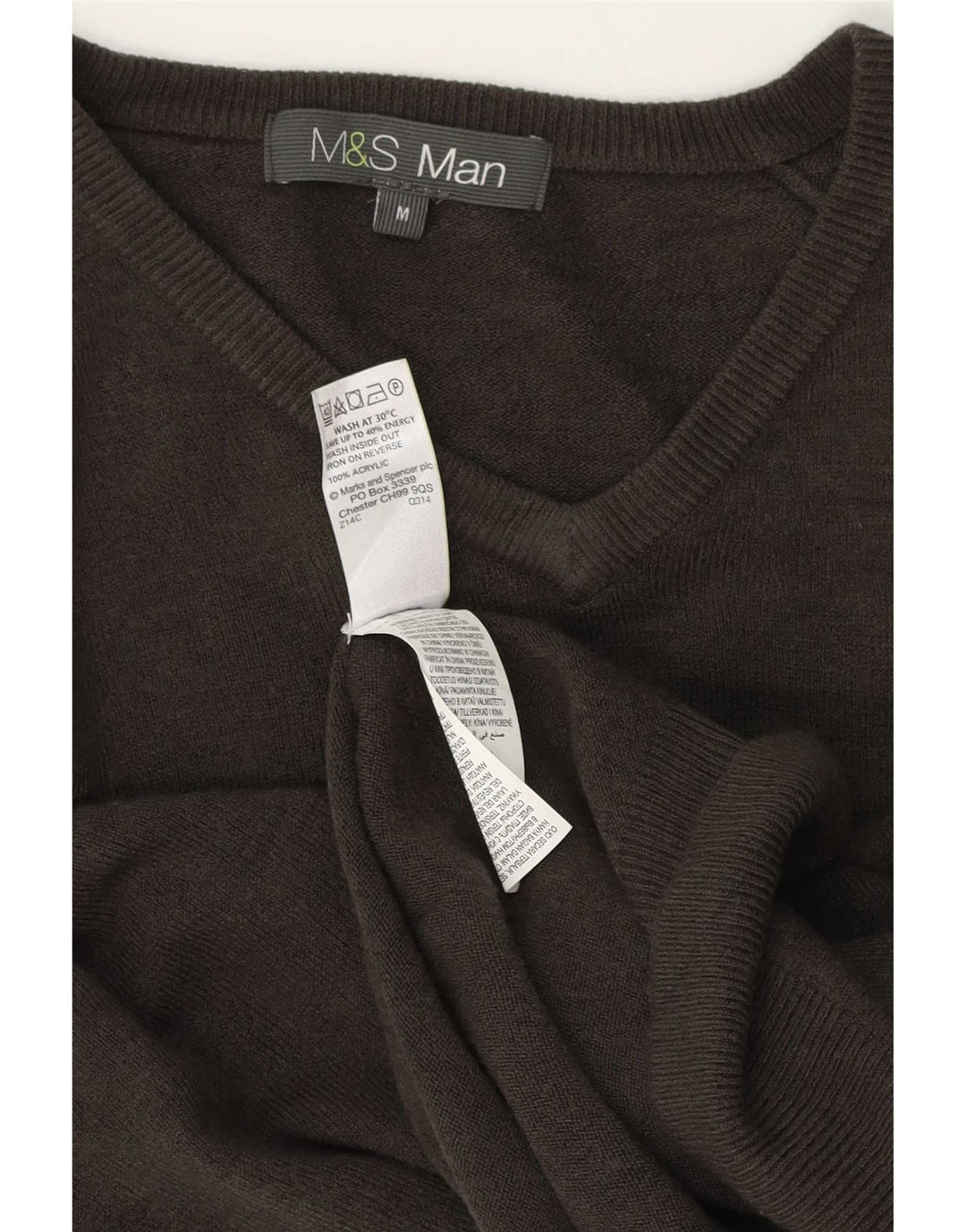 Maglione da uomo con scollo a V Marks & Spencer in acrilico grigio medio