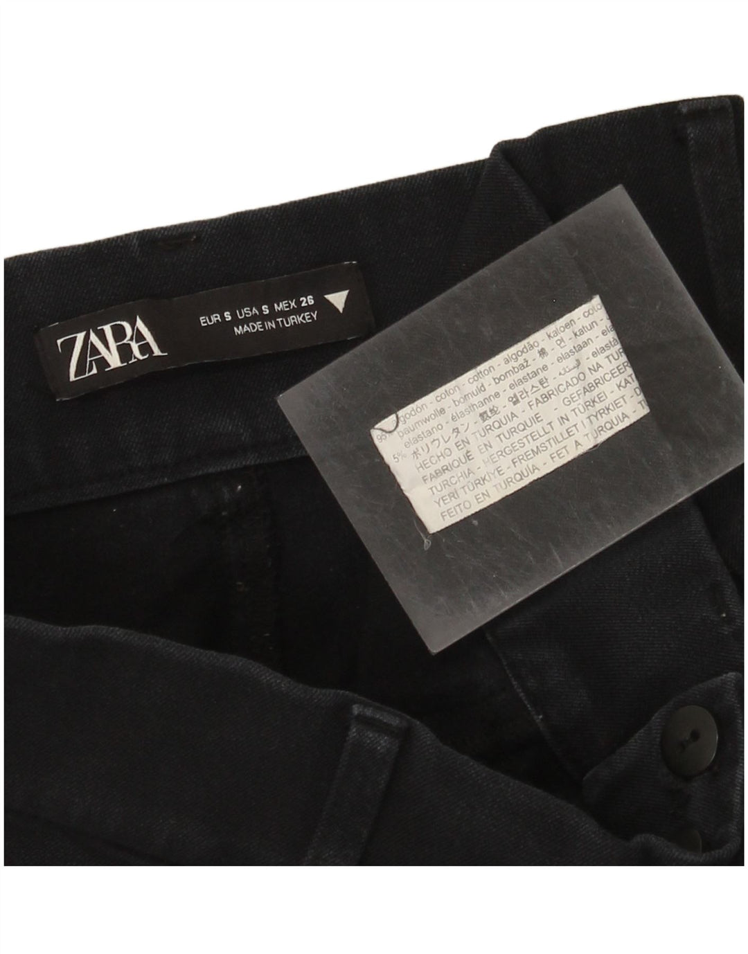 Jeans corti da donna Zara piccoli W26 L24 cotone blu navy