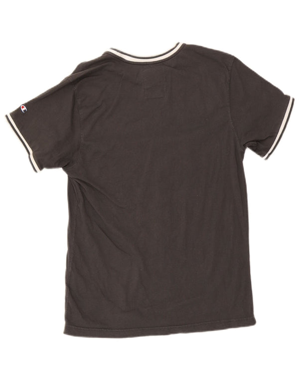 T-shirt grafica Champion da uomo della New York University, piccola, in cotone grigio