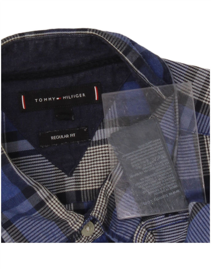 TOMMY HILFIGER Mens Regular Fit Flannel Shirt XL Blue Check Cotton