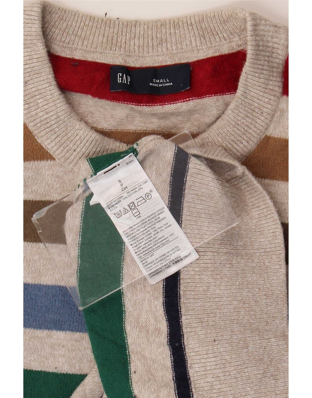 Maglione da uomo girocollo Gap in cotone a righe piccole multicolore