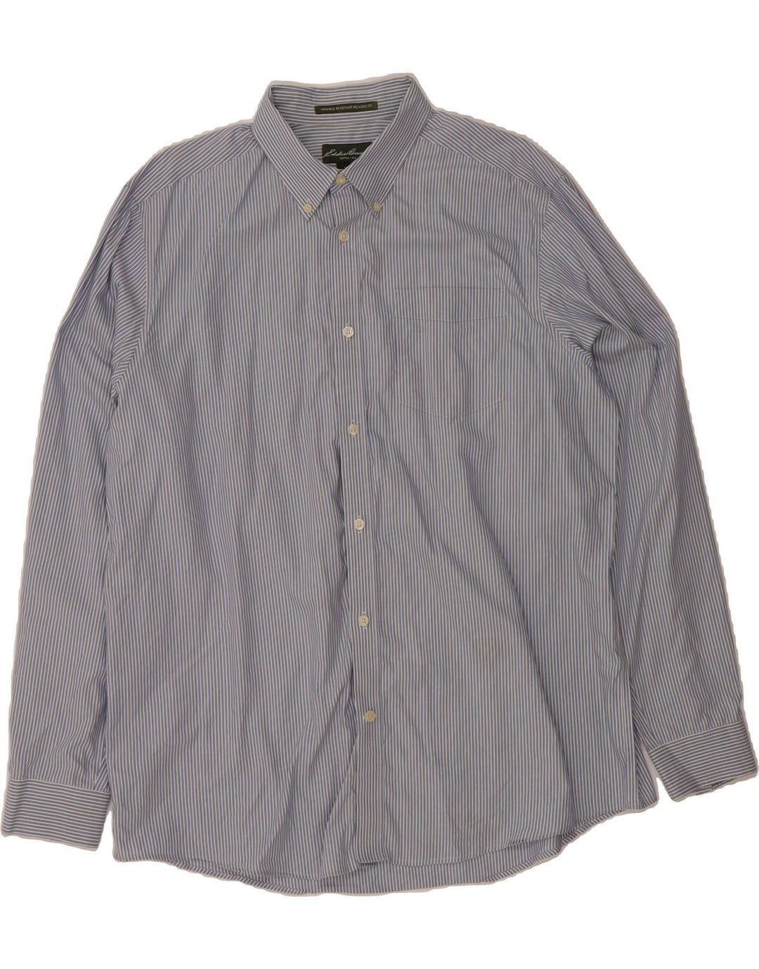 EDDIE BAUER Mens Relaxed Fit Shirt XL Blue Striped Cotton Vintage Eddie Bauer and Second-Hand Eddie Bauer from Messina Hembry 