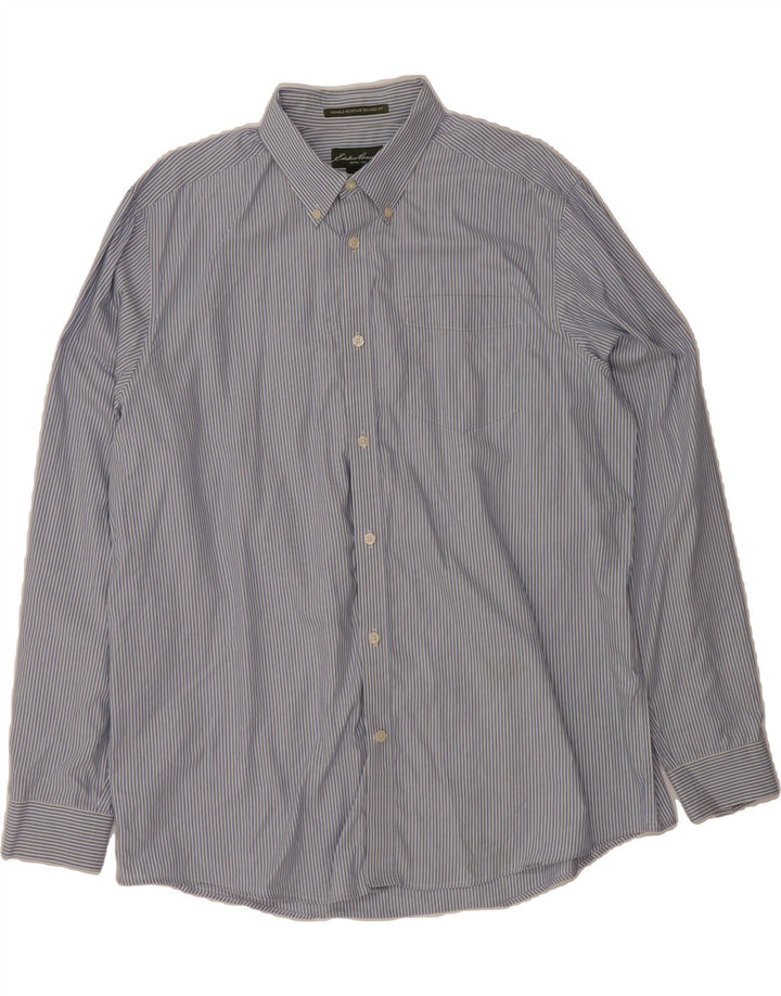 EDDIE BAUER Mens Relaxed Fit Shirt XL Blue Striped Cotton Vintage Eddie Bauer and Second-Hand Eddie Bauer from Messina Hembry 