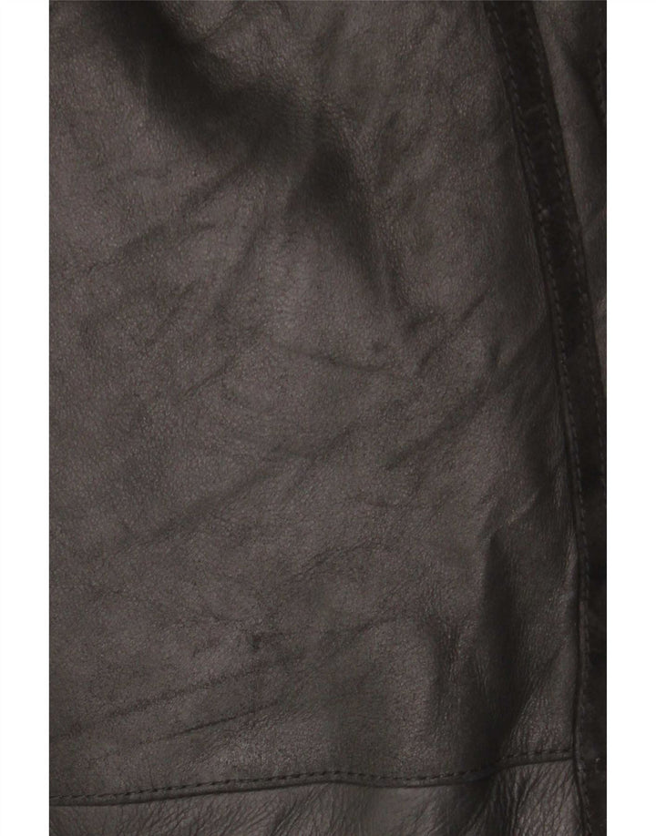 Cappotto in shearling vintage da donna UK 12 in pelle nera media