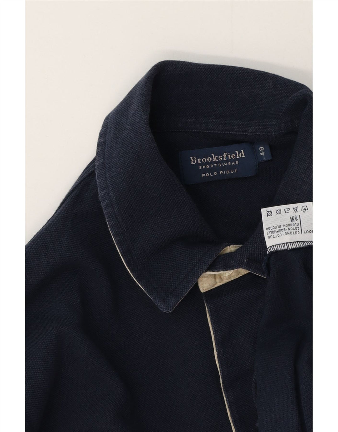 Polo da uomo a maniche lunghe Brooksfield IT 48 cotone blu navy medio