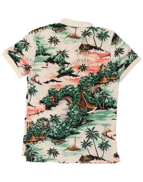 Polo da uomo Tommy Hilfiger grande color bianco sporco hawaiano