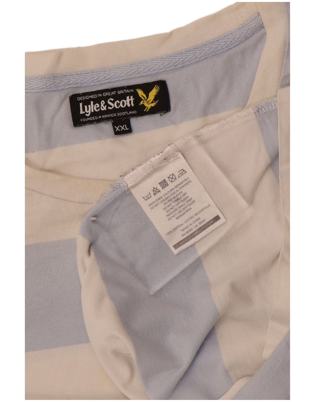 T-shirt da uomo Lyle & Scott Top 2XL cotone a righe bianche