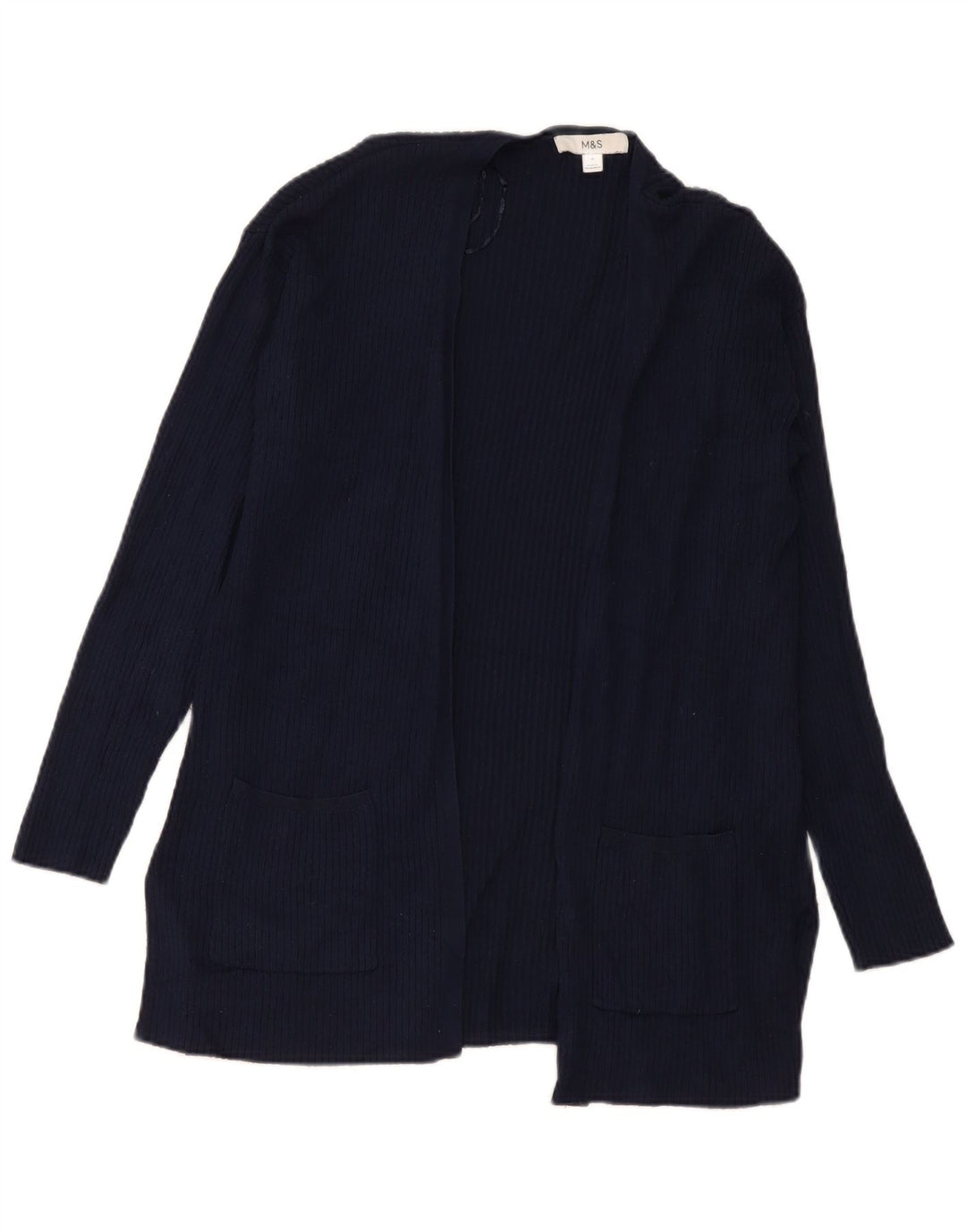 Maglione cardigan lungo da donna Marks & Spencer UK 14 medio blu navy