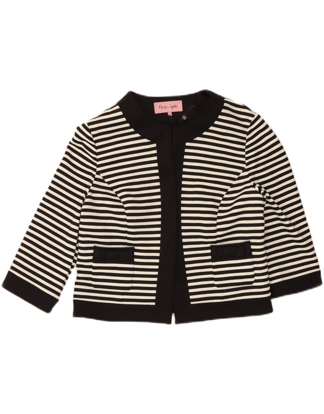 PHASE EIGHT Womens 3/4 Sleeve Bolero Jacket UK 14 Medium Black Striped