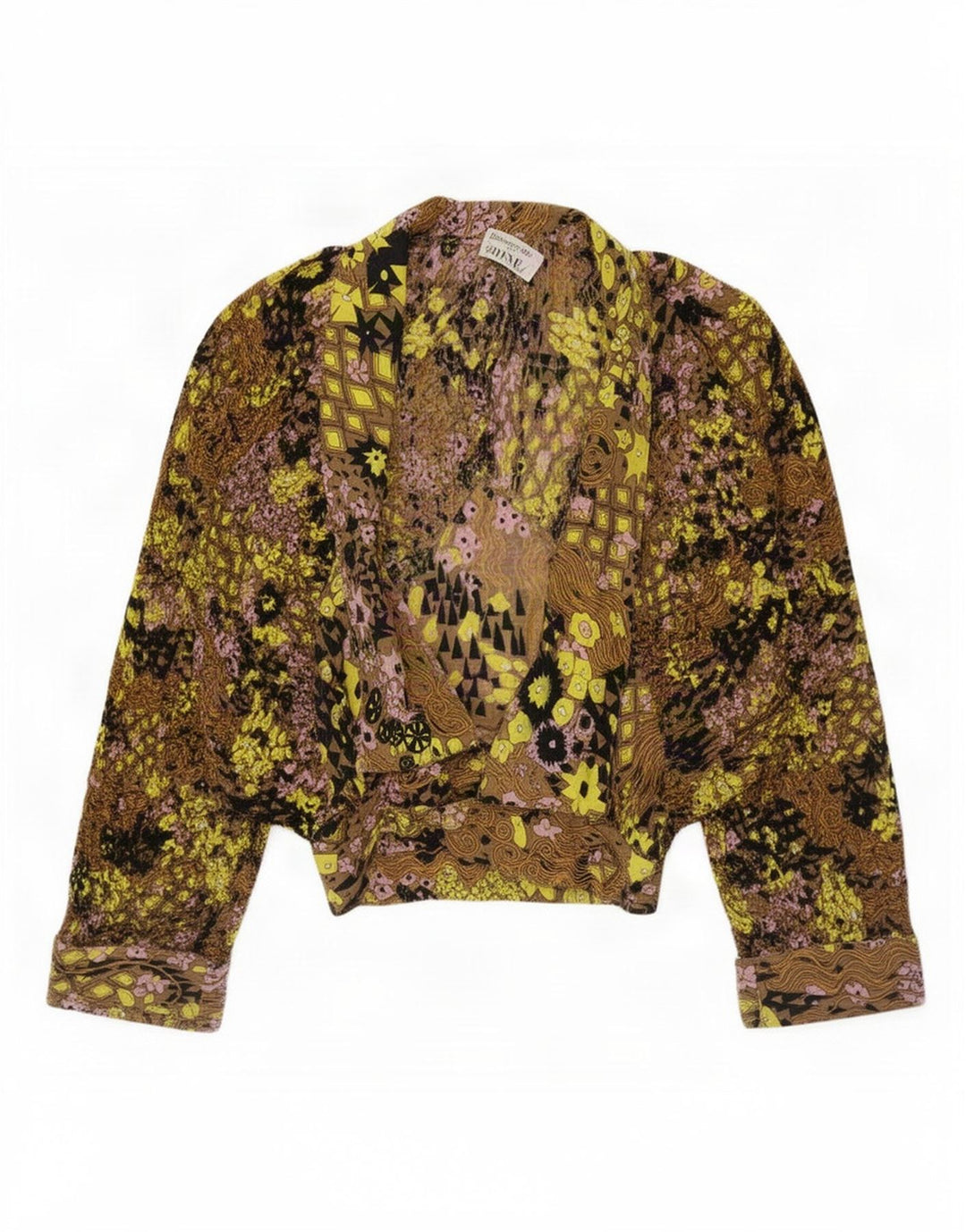 Camicetta corta da donna vintage con stampa floreale EU 40 media multicolore