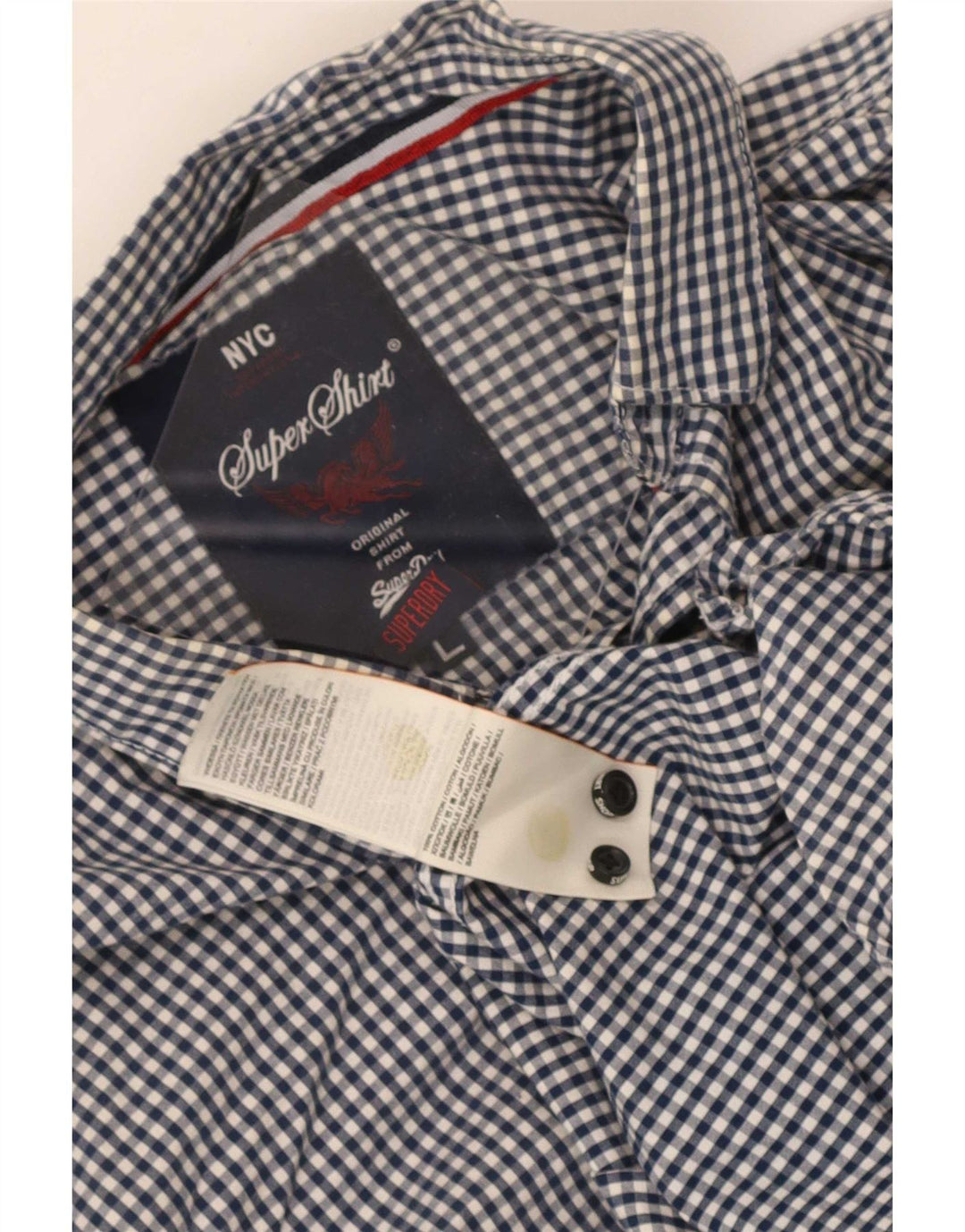 Camicia da uomo Superdry Large in cotone a quadretti blu navy
