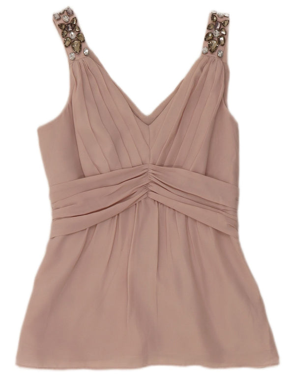 Top corto senza maniche da donna Coast in camicetta UK 8 piccolo poliestere rosa