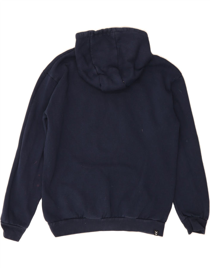 HUMMEL Mens Graphic Hoodie Jumper Medium Navy Blue Cotton Vintage Hummel and Second-Hand Hummel from Messina Hembry 